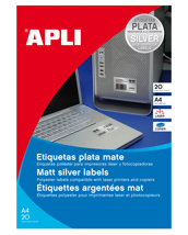 Etiquetas Apli metalizadas plata 21,2 mm x 45,7 mm